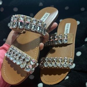 Steve Madden Brown Sandals with Sparkling Embellishments
